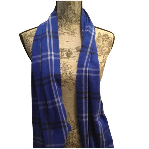 Cejon Made in Italy Plaid Bright Blue Scarf - Picture 2 of 4
